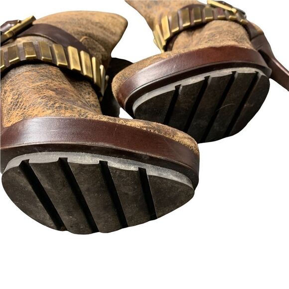 Rare! Michael Kors Brown Stiletto Platform Leather Boots - Picture 5 of 16